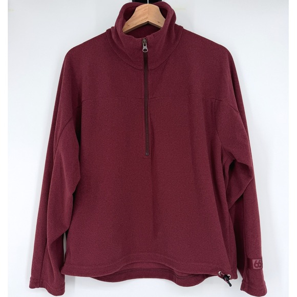 66 North Tops - 66 North Iceland Burgundy Half Zip Pullover Fleece Sz L Boxy Warm